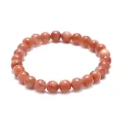 67.00ctw Natural Tanzanian Golden Sunstone 6-8mm Beaded Stretch Bracelet 6.5-7"