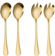 [LUMoony] 4 Piece Salad Servers Stainless Steel 20 cm Salad Mixing Fork Spoon Salad Fork and Serving Spoon Set Salad Spoon Fork Set Stainless Steel Cutlery Cutlery Set for Kitchen