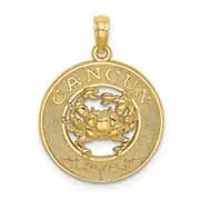 14k Yellow Gold CANCUN w/Crab Circle Charm