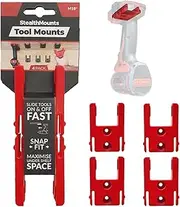 [StealthMounts] Tool Mounts for Milwaukee M18 | Cordless Tool Holders for Milwaukee 18v Power Tools | 4 Pack | Red Tool Organisers for Milwaukee