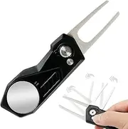 Metal Golf Divot Tools | Pop-up Sturdy Green Golf Divot Repair Fork | Men Divot Tool with Ball Marker for Golf Course, Golf Club, Golf Training Range, Golf Competition Puchen