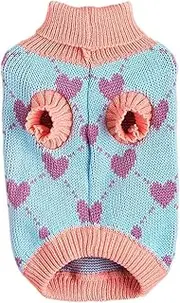Dog Knitted Sweater,Pet Clothes Dog Sweater - Turtleneck Pullover Heart Puppy Sweater, Knit Cat Sweater, Dog Clothes Winter Coat
