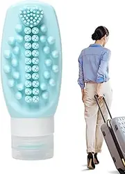 Travel Toiletry Bottles | Multifunctional Shampoo Travel Pots,90ml Silicone Travel Bottle with Massage Brush, Travel Packing Bottle for Shampoo, Conditioner Toiletries