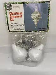 Vtg Holiday Ind Silver & White Top Christmas Ornament Kit Bead Sequin NOS #4066