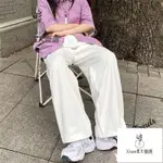 【XIWE星文】純棉日係複工闊腿褲女 小個子長褲 寬鬆高腰長褲 百搭休閒直筒運動褲女 闊腿褲 寬褲 女生長褲