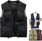[Hawtrytoa] Breathable Mesh Zip Cargo Vest,2024 New Summer Outdoor Vest Men's Multi-Pocket Quick Drying Tactical Vests
