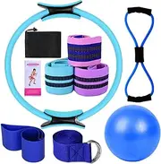 Karlak Yoga Sets for Women Pilates at Home Equipment Pilates Magic Ring Booty Bands for Working Out Glutes Yoga Ball 25cm Figure 8 Resistance Band Yoga Bands for Stretching