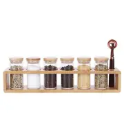 KKC HOME ACCENTS Glass Spice Jars set of 6 with Rack and Spoon,Sealed Glass S...