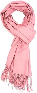 [Purple Possum] Pink Pashmina Blanket Wrap Women's Plain Wedding Prom Shawl Ladies Oversized Scarf Tassel Trim, Pink, Dusky Pink, Pale Pink, Light Pink, l