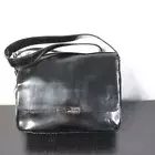 New Enzo Angiolini Black Patent Vegan Leather Rectangular Shoulder Bag Purse