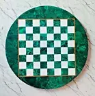 12" Green Malachite Stone Elegant Chess Board Game Table Top Gaming Room Decors