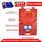 R134a R410a R22 HVAC A/C Manifold Gauges Set Refrigerant 5FT AC Vacuum Pump 60"