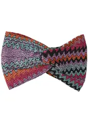Missoni Zigzag-intarsia Metallic-knit Headband - Purple ONE SIZE