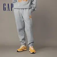 在飛比找蝦皮商城優惠-Gap 男裝 Logo印花刷毛束口鬆緊褲 碳素軟磨系列-淺灰