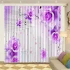 Purple Piece Rose Petal 3D Curtain Blockout Photo Printing Curtains Drape Fabric