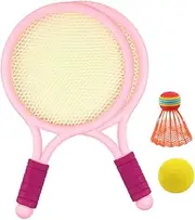 Mipcase Durable Badminton Racket Rackets Balls Lightweight Game for Promotes Hand Eye Coordination Easy to Use and Carry Fun Sports Activity Random Color