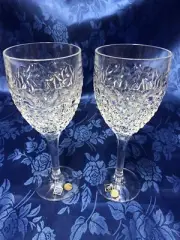 Set of 2 Czech Crystal Wine Glasses Jihlavske Sklarny