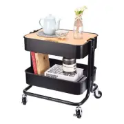 2tier Metal Utility Rolling Cart Storage Side End Table With Cover Board For Off