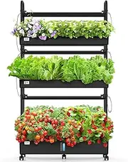 Hydroponics Tower,Indoor Hydroponics Growing System Kit,60/90 Pods Vertical Garden Hydroponics Tower Herb Garden with LED Grow Light, Auto Circulating Water System & WiFi Smart Plug(3-Layer(90Pods))