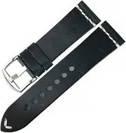 MVBVTKTAER Oil Wax Cow Leather Strap 20 Mm 22 Mm 24 Mm Watch Accessory Strap Black Strap Watch Strap(Blue S,24mm)