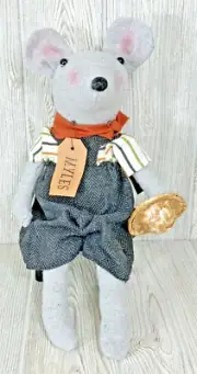 Hearthside Collection Fabric Mouse Myles Straw Hat Shelf Sitter Original Tag