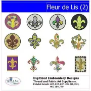 Embroidery Design Set - Fleur-de-Lis(2) - 12 Designs - 9 Formats - USB Stick