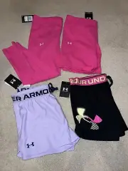 NWT Under Armour Girls Lot Leggings Shorts XL