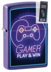 Zippo 49157 Gamer Controller Design Purple Matte Lighter + FLINT PACK