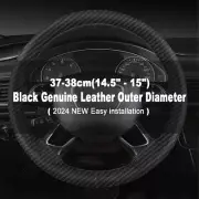 15" New Black Genuine Leather Car Steering Wheel Cover FOR Jeep Compass US Stock