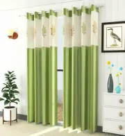 New 2 Piece Eyelet Door Curtain Set 7 ft