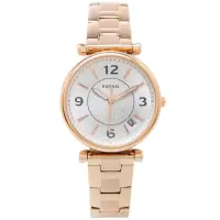在飛比找momo購物網優惠-【FOSSIL】甜美時尚風玫瑰金色不鏽鋼錶帶手錶-銀色面x玫
