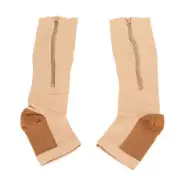 2Pcs Zipper Compression Socks High Stretchy Breathable Open Toe Compression Calf