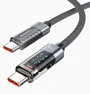 100W USB C to USB C Fast Charging Cable, 1M PD 5A Type C Cord with Intuitive LED Indicator & Tough Nylon Braid, Compatible with iPhone 16 15 Pro Max Plus MacBook iPad Samsung Galaxy S24/S23/S22