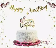 Unicorn Cake Topper & Birthday Banner Set - Gold XL