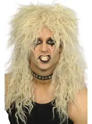 Hard Rocker Mens 80s Blonde Crimped Costume Wig