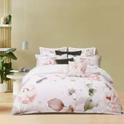 Bianca Layla White Cotton Sateen Quilt w/Floral Style Design Cover Set