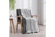 Dreamaker Faux Mink Heated Throw Blanket Silver with White Tip 160x120cm