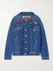 [Mother] Mother - + La Doublej The Drop It Drifter Embroidered Denim Jacket - Mid denim - medium medium Blue