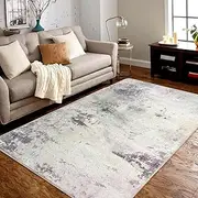 ASIinnsy Mordern Abstract Rug Soft Washable Carpet Non-Slip Area Rug for Living Room Bedroom Indoor Home Decor Medium Pile Floor Mat (Grey/Multi, 120 * 160cm)