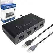 Ssgamer Wii U Game Cube Controller Adapter, Super Smash Bros Game Cube Adapter for Wii U, PC, Switch, 4 Port Black (Improved Version Adapter)