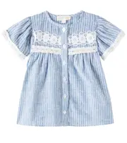 [Louise Misha] Louise Misha Baby Morlina striped linen and cotton dress M 6 blue