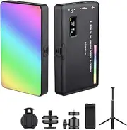 W140 Video Light Kit Pocket Video Conference Lighting CRI95+ 2500K-9000K Dimmable 20 Lighting Effects with Desktop Tripod Ballhead Phone Holder Computer Clip Cold Shoe Adapter for