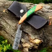 CUSTOM HAND MADE DAMASCUS STEEL STRAIGHT RAZOR KNIFE Best Gift For Men