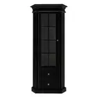 Hamptons Halifax L-Shape Corner Glass Door Display Cabinet Poplar in Black