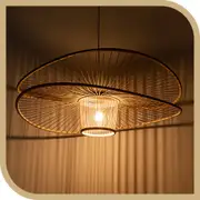 Krear Bamboo Pendant Light 80x27cm Handwoven Pendant Lamp Hanging Lamp Hanging Lights for Bedroom