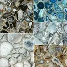 Square Agate Stone Coffee Table Top Multi Gemstone Living Room and Garden Decors