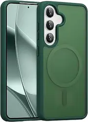 [RALEAVO] for Samsung Galaxy S24 Plus/S25 Plus Case Strong Magnetic Cover [Compatible with Magsafe] Slim Shockproof Case for S24 Plus/S25 Plus with Translucent Hard Back,Green