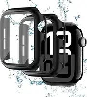 2 Pack for Apple Watch Case 42mm 46mm 40mm 44mm 41mm 45mm with Built-in Tempered Glass Screen Protector,Ultra Thin Matte Hard PC Protective Cover For iWatch Series 10 9 8 7 6 5 4(NOT For Series 3 2 1)