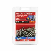 Zenith 8G x 30mm Galvanised Countersunk Head Metal Screws - 50 Pack