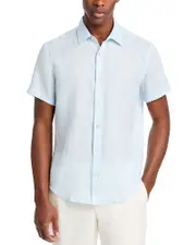 The Men's Store at Bloomingdale's Short Sleeve Linen Shirt in Ballad Blue - Exclusive